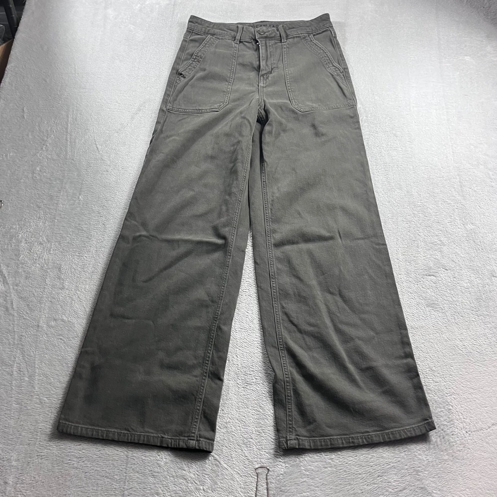 American Eagle Super High-Rise Baggy Wide Leg Pants Gray Size 2 Short Utility